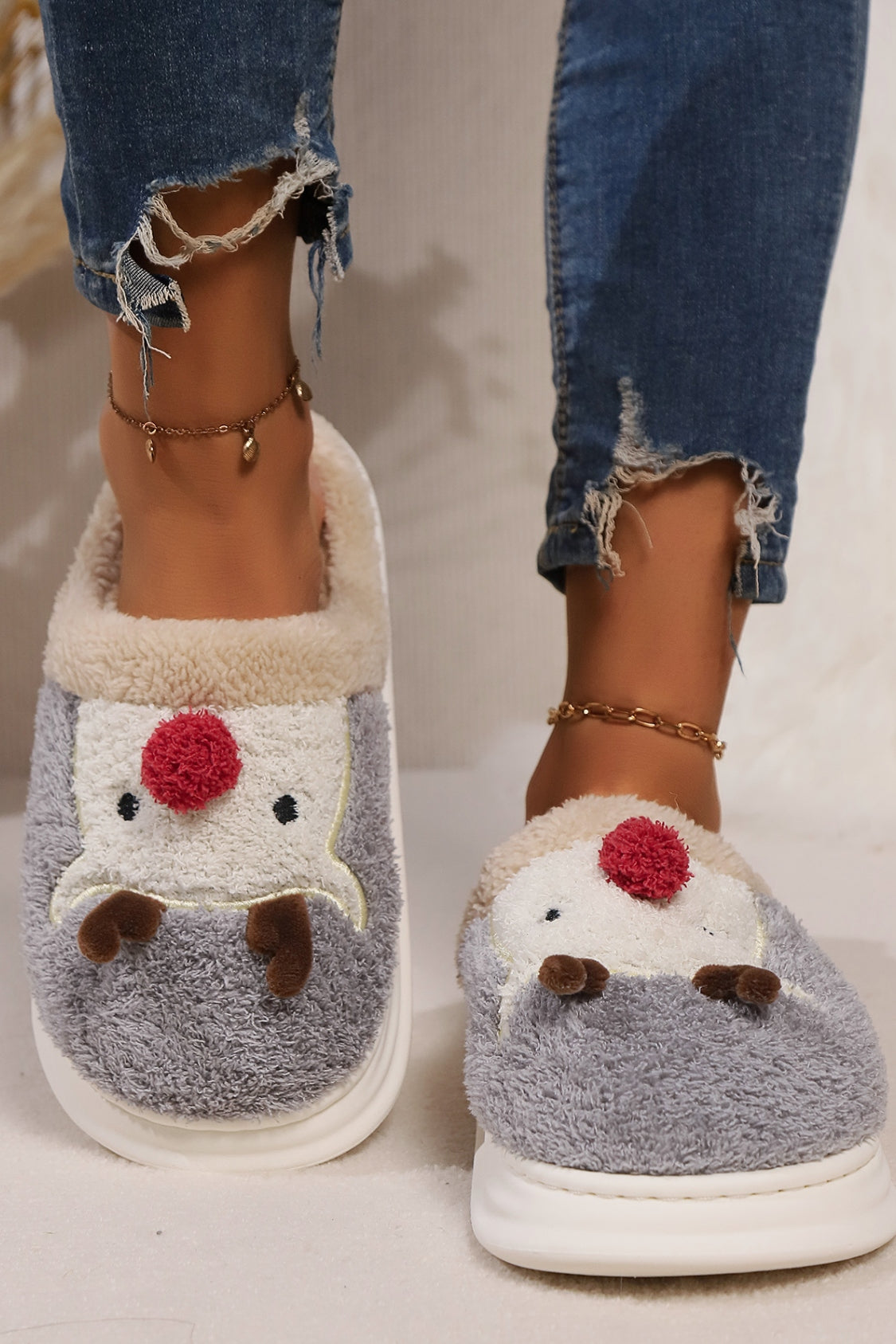 Elk Furry PVC Flat Slippers Slippers JT's Designer Fashion