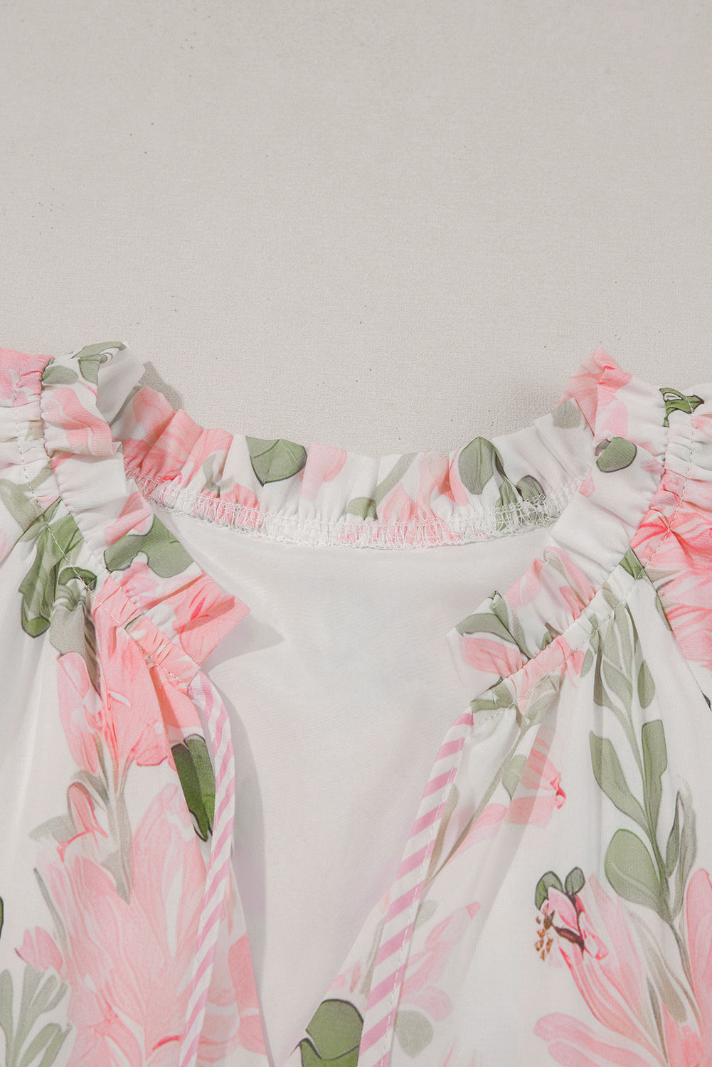 Pink Floral Contrast Edge Layered Short Sleeve Mini Dress Floral Dresses JT's Designer Fashion