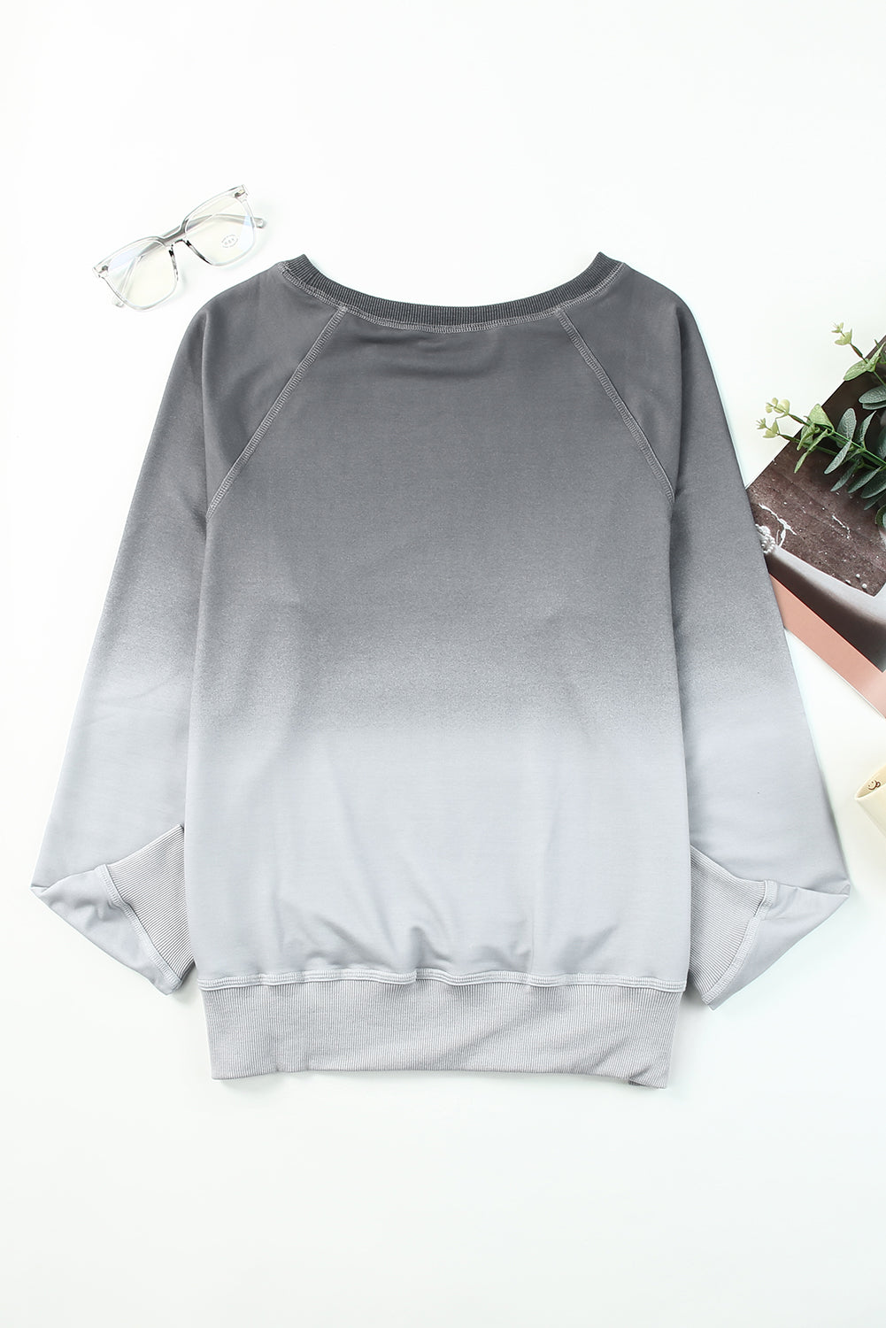 Gray Ombre Crewneck Long Sleeve Sweatshirt Sweatshirts & Hoodies JT's Designer Fashion