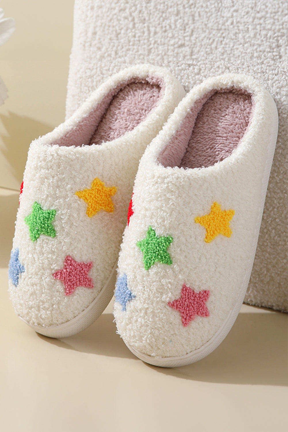 White Star Shape Non-Slip Plush Home Slippers Slippers JT's Designer Fashion