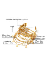Gold Clover Charm Multi Layered Plated Adjustable Bracelet Set Jewelry JT's Designer Fashion