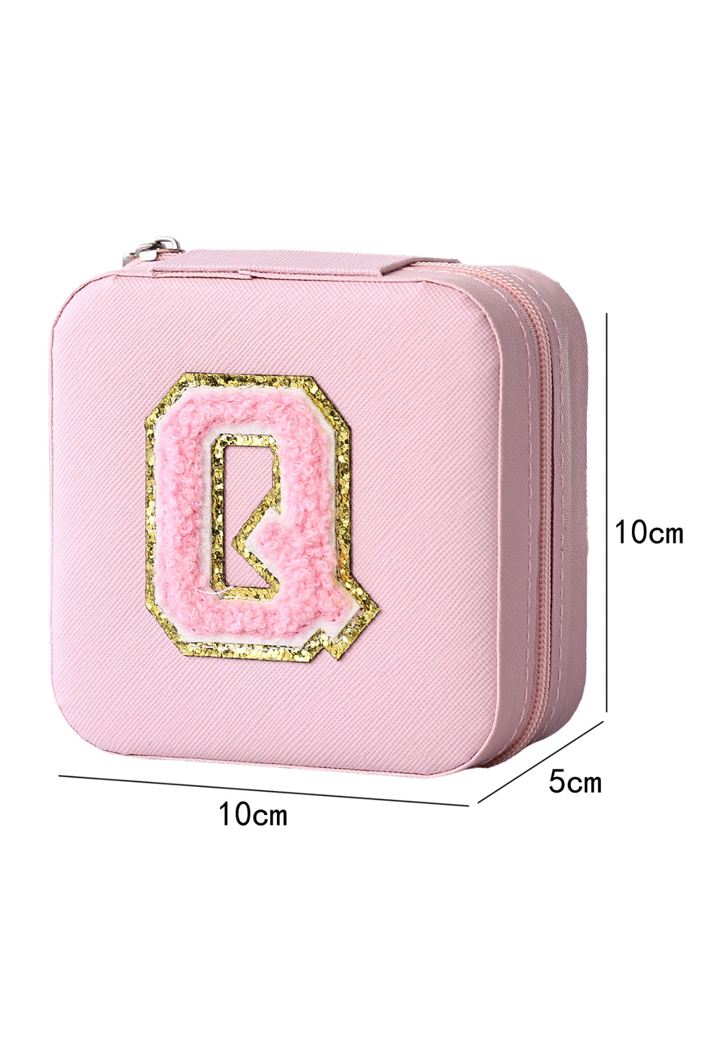 Pink Q Chenille Patch Jewelry Box with Mirror Other Accessories JT's Designer Fashion