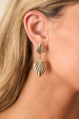 Gold Shell Shape Plated Alloy Drop Earrings Jewelry JT's Designer Fashion