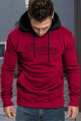Fiery Red Los Angeles Reckless Print Color Block Men's Hoodie Fiery Red Men's Tops JT's Designer Fashion
