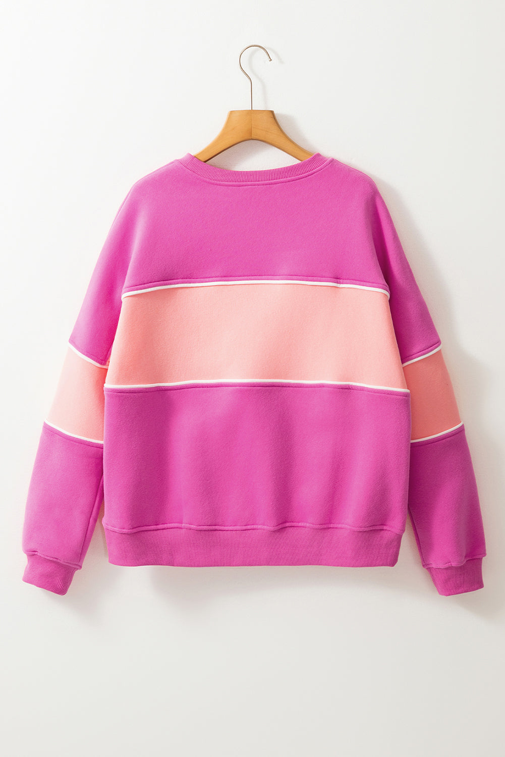 Sachet Pink Colorblock Patchwork Drop Shoulder Ribbed Trim Sweatshirt Sweatshirts & Hoodies JT's Designer Fashion