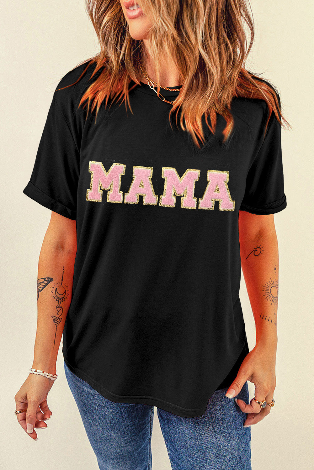 Black MAMA Chenille Graphic Tee Graphic Tees JT's Designer Fashion