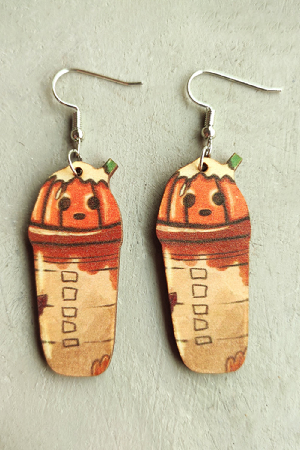 Russet Orange Pumpkin Beverage Halloween Hook Earrings Jewelry JT's Designer Fashion