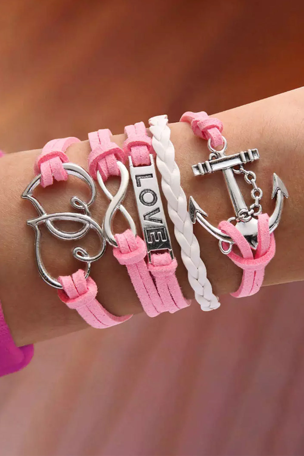 Pink LOVE Token Multi-layer Valentines Bracelet Jewelry JT's Designer Fashion