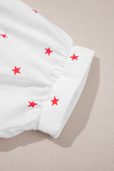 White Red Little Stars Printed Loose Half Sleeve Shirt Pre Order Tops JT's Designer Fashion