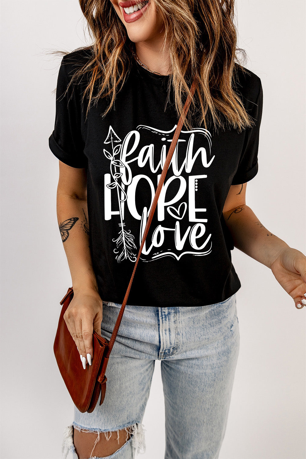 Black Faith Hope Love Graphic T Shirt Graphic Tees JT's Designer Fashion