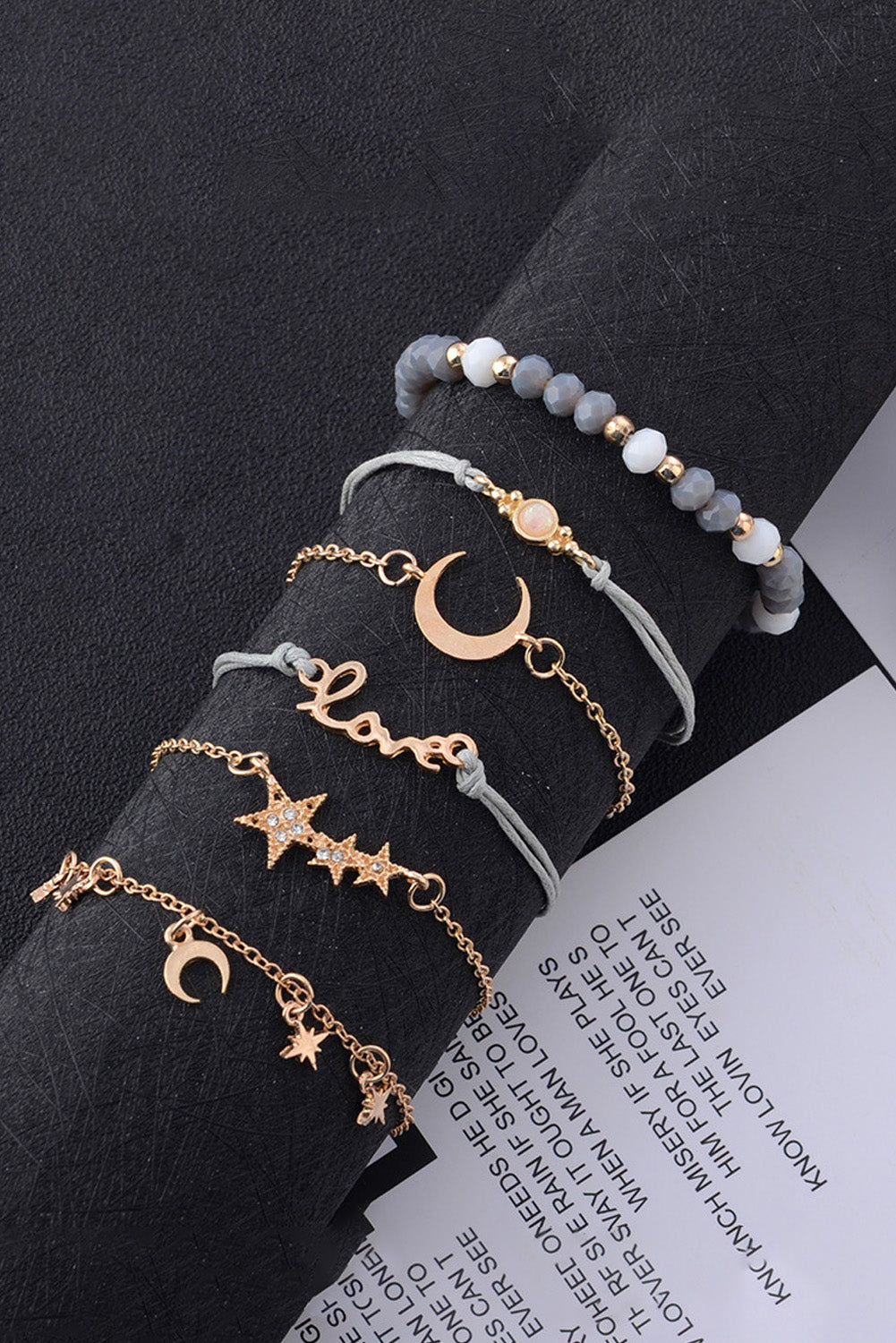 Moon & Star 6 Pieces Bracelet Jewelry JT's Designer Fashion