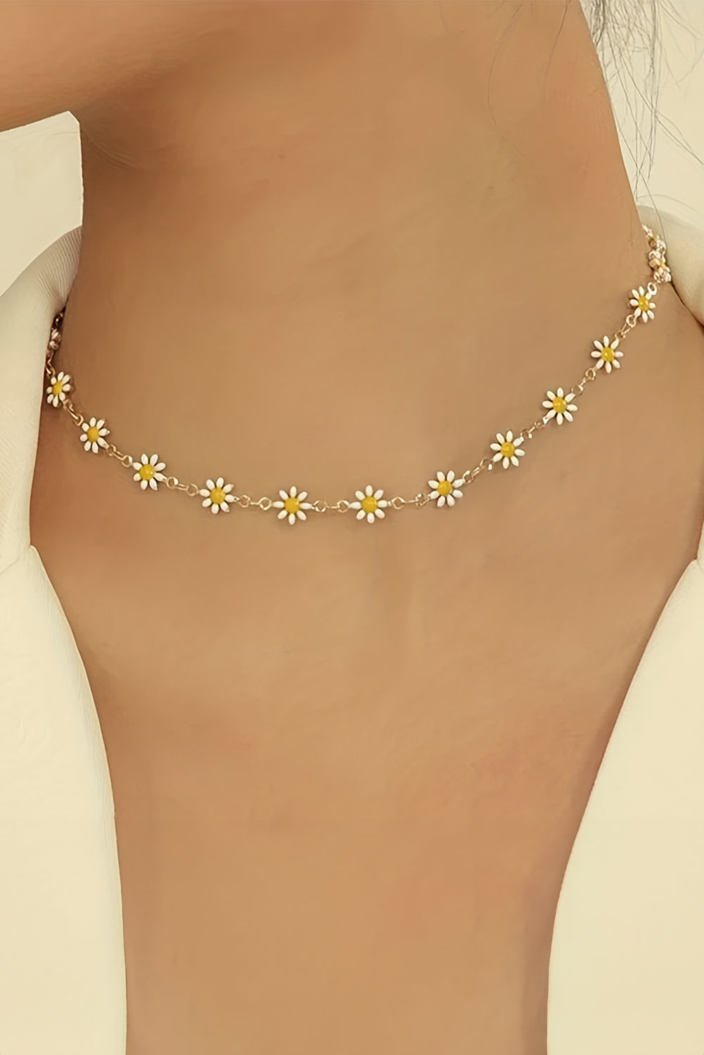 Gold Daisy Adjustable Chain Choker Necklace Jewelry JT's Designer Fashion