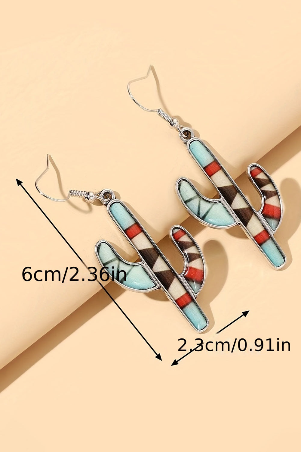 Light Blue Western Cactus Alloy Dangle Earrings Jewelry JT's Designer Fashion