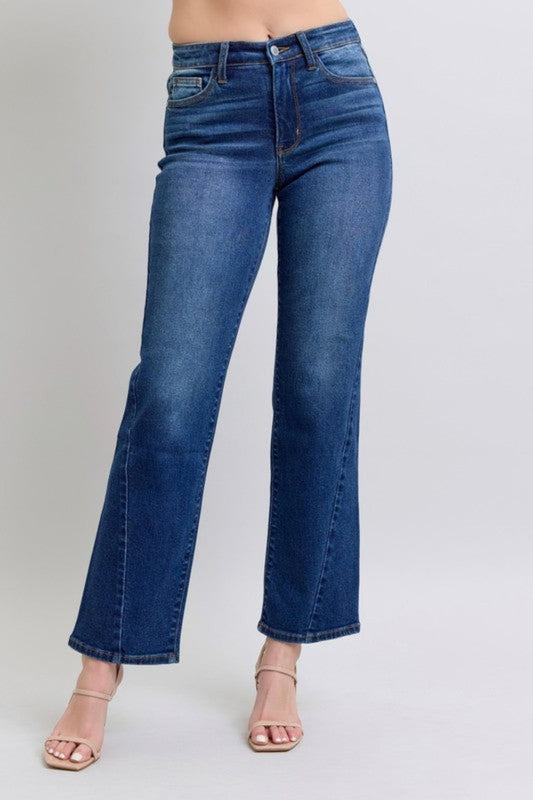 Judy Blue Full Size Side Seam Detail Straight Jeans with Pockets Medium Jeans JT's Designer Fashion