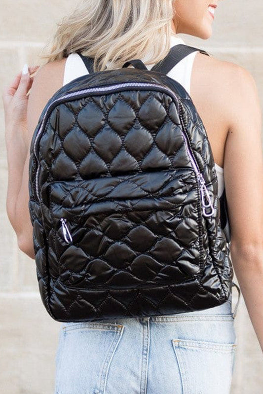 Black Quilted Large Capacity Functional Backpack Backpacks JT's Designer Fashion