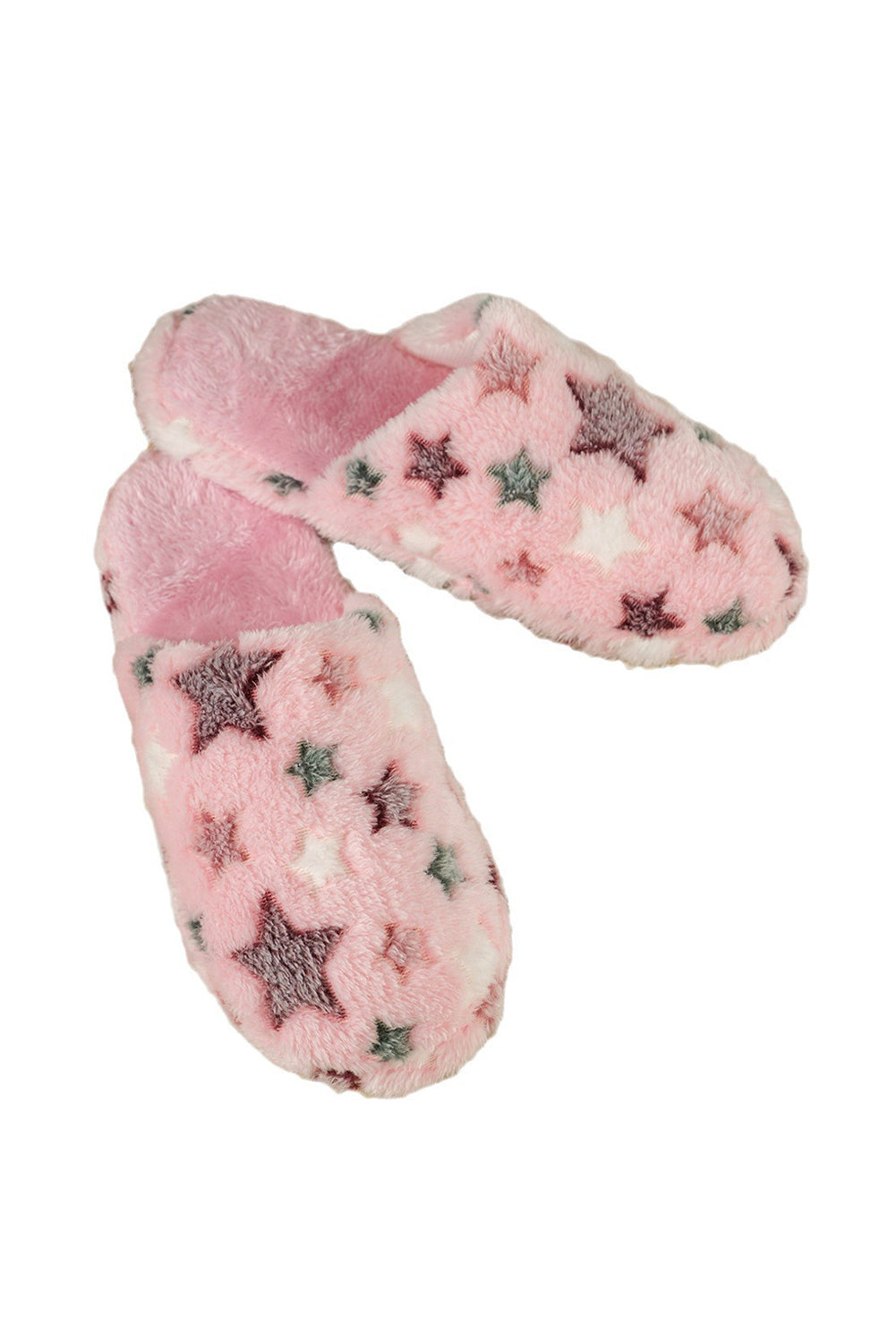 Pink Star Pattern Plush Home Slippers Slippers JT's Designer Fashion