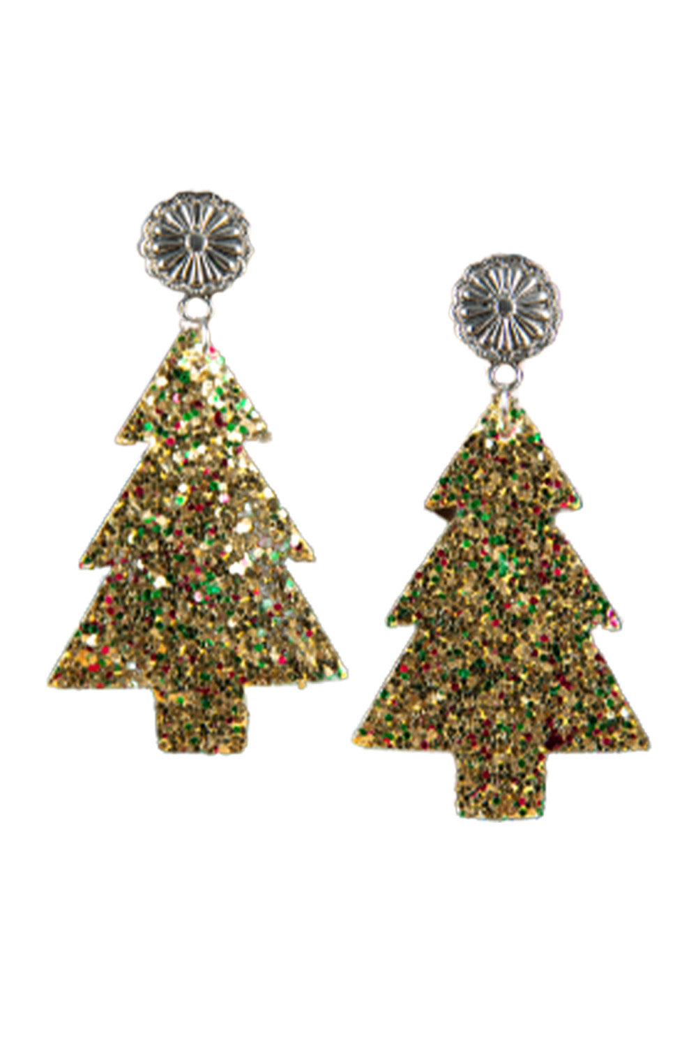 Sequin Christmas Tree PU Leather Earrings Jewelry JT's Designer Fashion