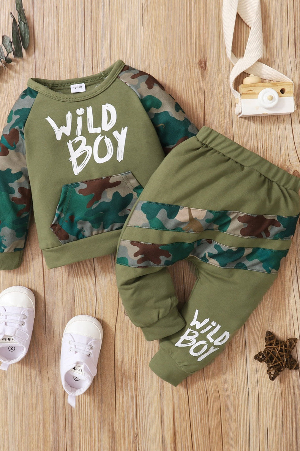 Children's Camouflage Top and Pants Set Army Green Children's Apparel JT's Designer Fashion