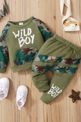 Children's Camouflage Top and Pants Set Army Green Children's Apparel JT's Designer Fashion