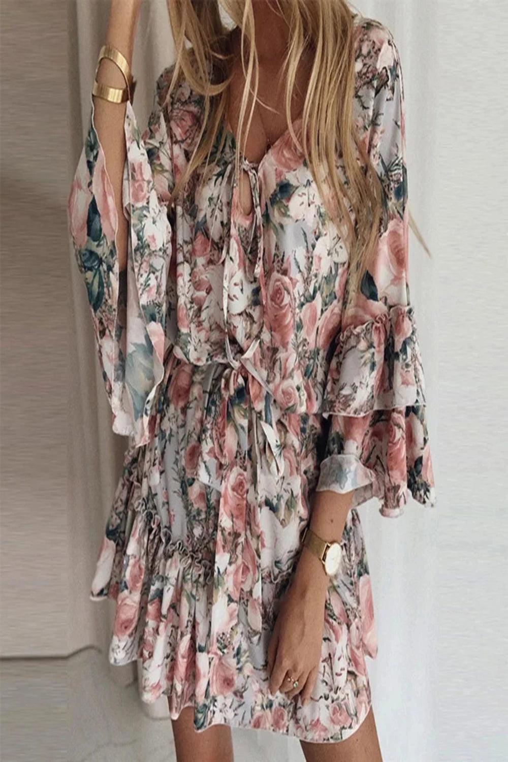 Elegant Floral Print Dress Mini Dresses JT's Designer Fashion