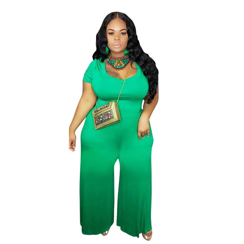 Loose Solid Short Sleeve Jumpsuit green Jumpsuits & Rompers JT's Designer Fashion