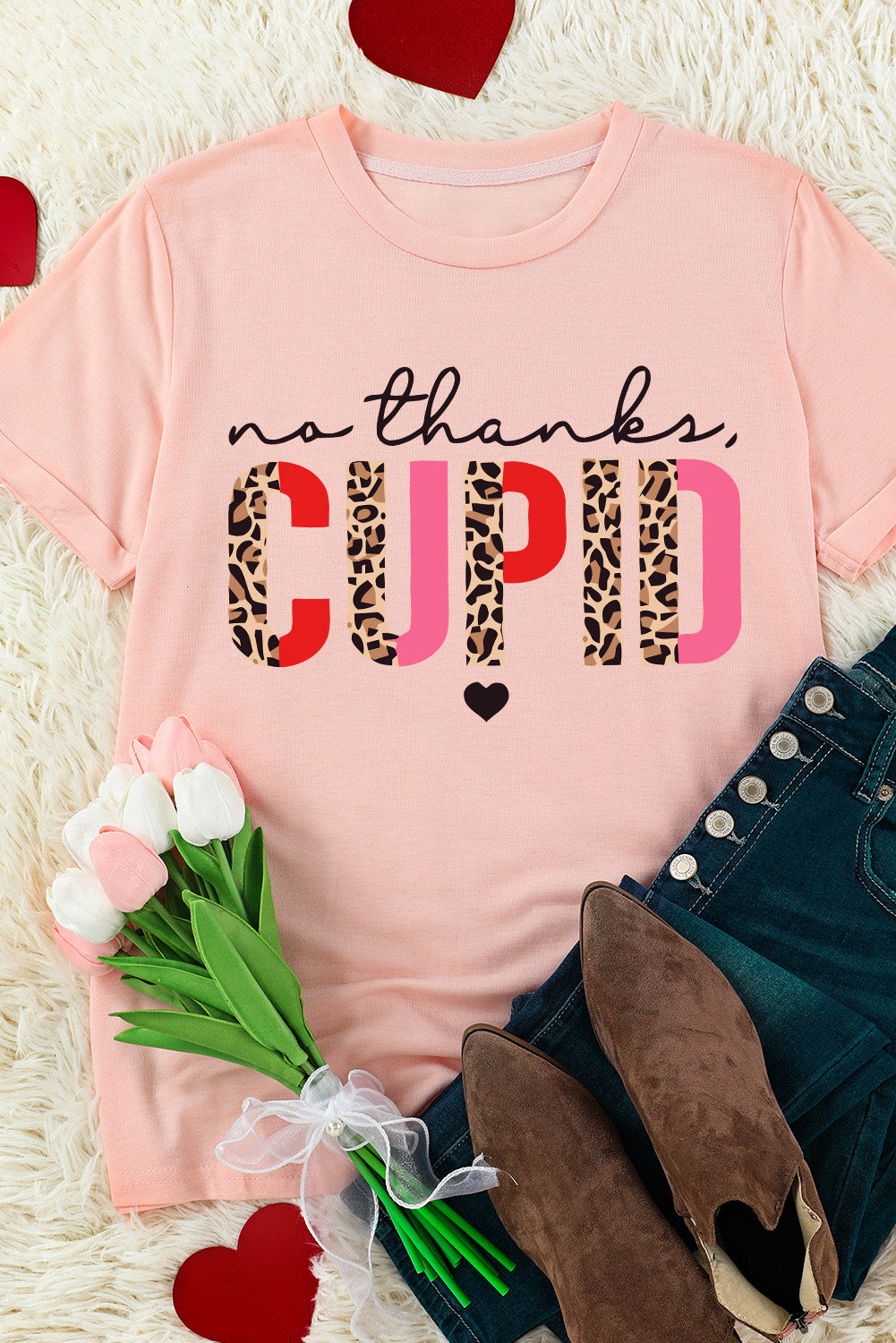 Pink No Thanks Cupid: The Perfect Anti-Valentine's Day Tee JT's Designer Fashion