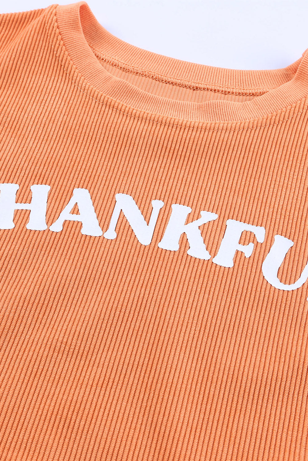 Orange Thankful Ribbed Corded Oversized Sweatshirt Sweatshirts & Hoodies JT's Designer Fashion