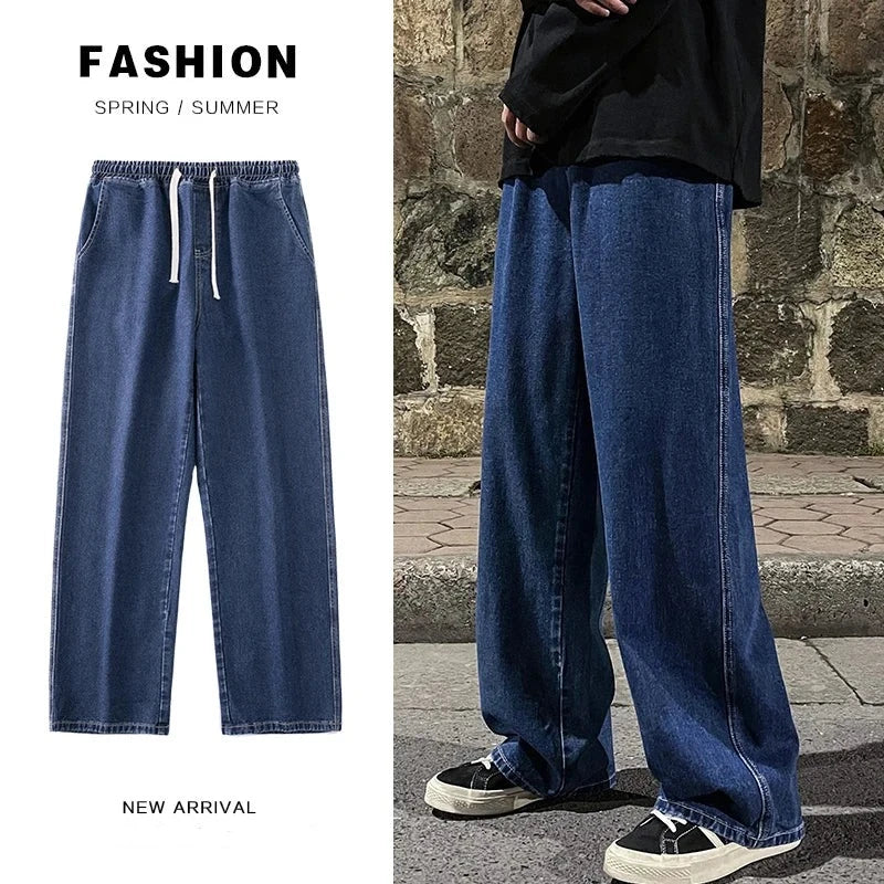 Classic Straight Baggy Wide Leg Trousers dark blue Men's Pants JT's Designer Fashion