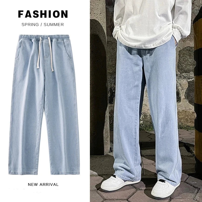 Classic Straight Baggy Wide Leg Trousers ground white blue Men's Pants JT's Designer Fashion