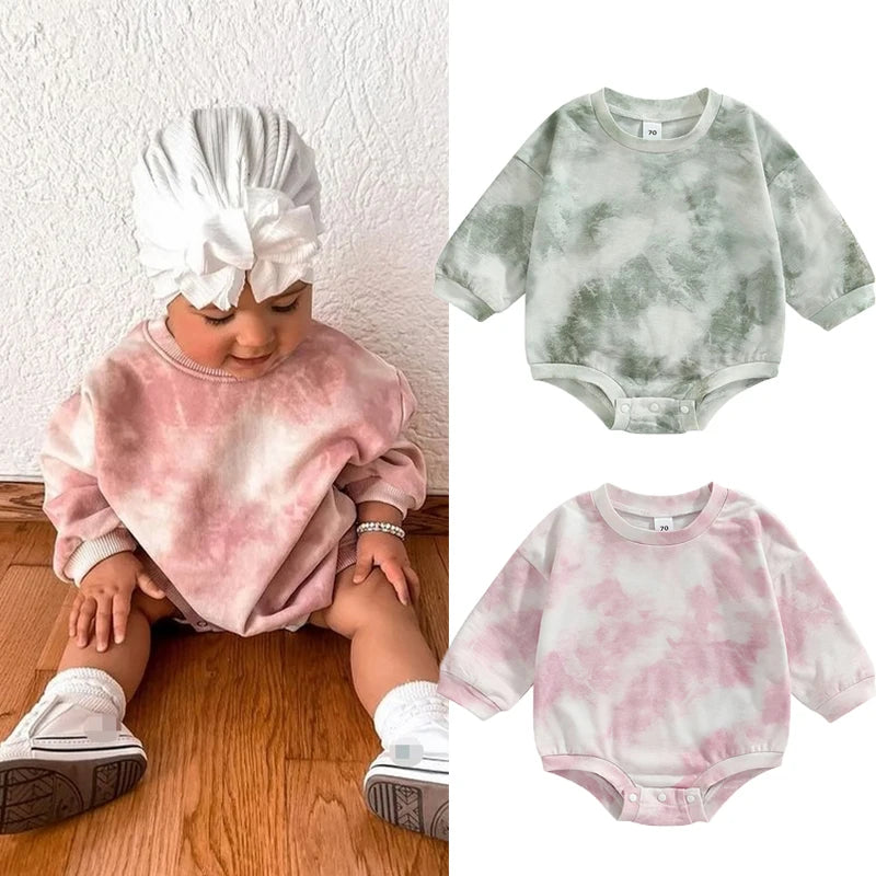 Baby Girls Boys Tie-Dye Romper Long Sleeve Kids Sets JT's Designer Fashion