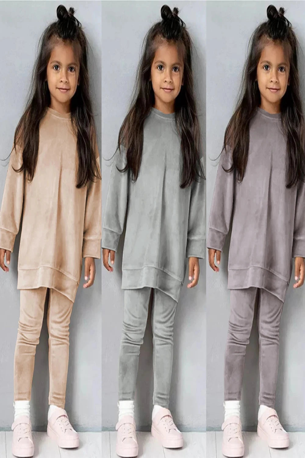 Kids Girl Velvet Long Sleeve Pants and Sweatshirt Set Kids Sets JT's Designer Fashion