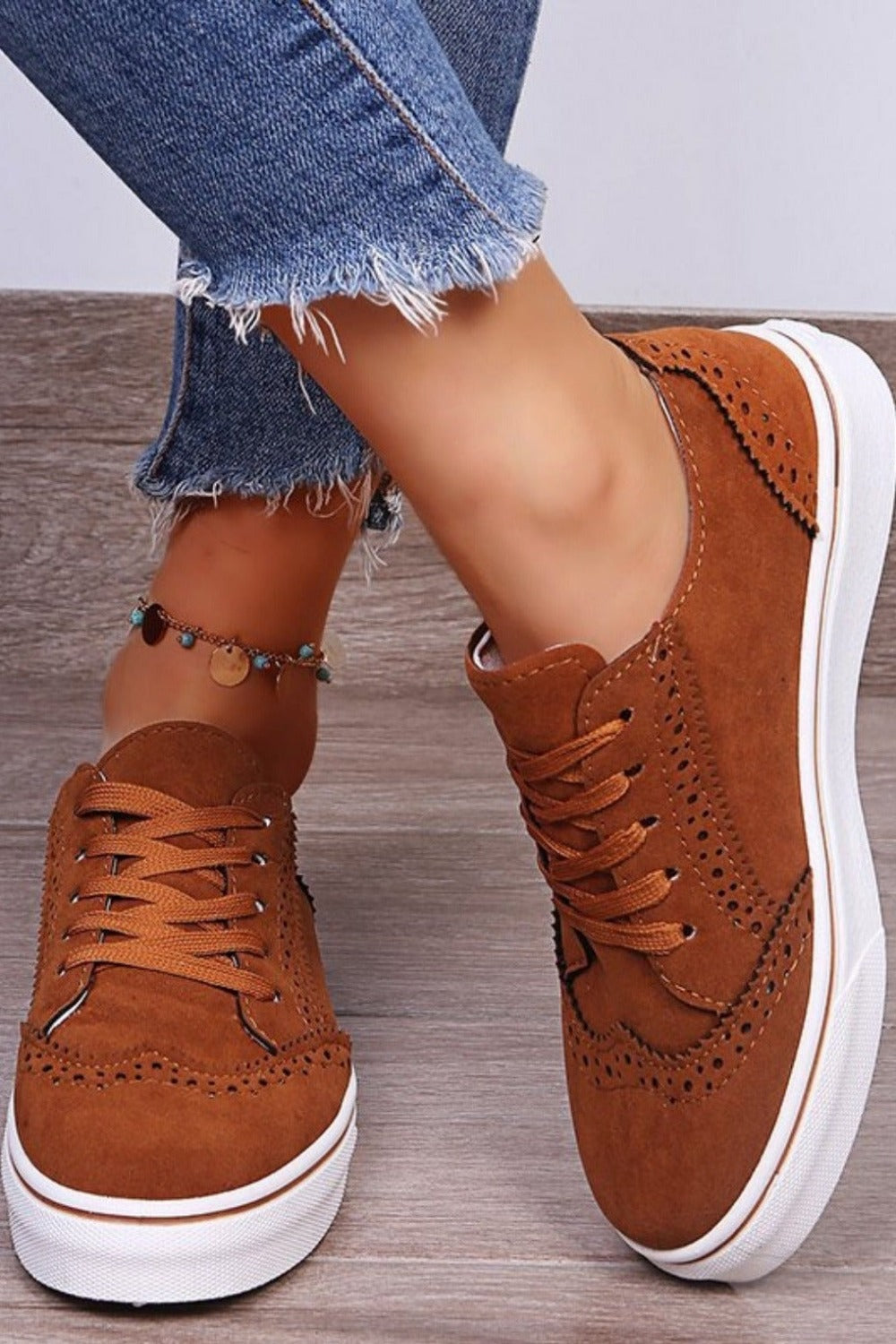 Suede Lace-Up Flat Sneakers Footwear JT's Designer Fashion