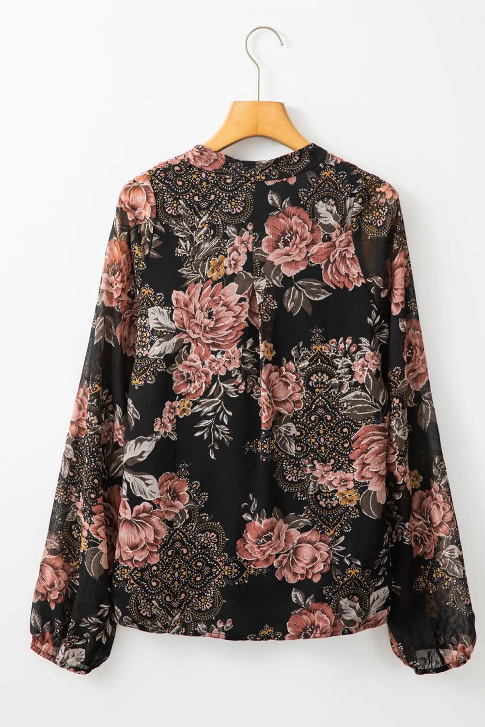 Printed Surplice Long Sleeve Blouse Long Sleeve Tops JT's Designer Fashion