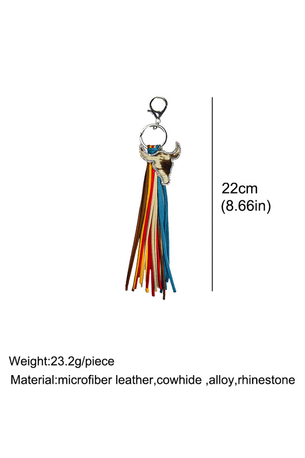 Philippine Gray Rhinestone Steer Head Colorful Tassel Key Ring Other Accessories JT's Designer Fashion