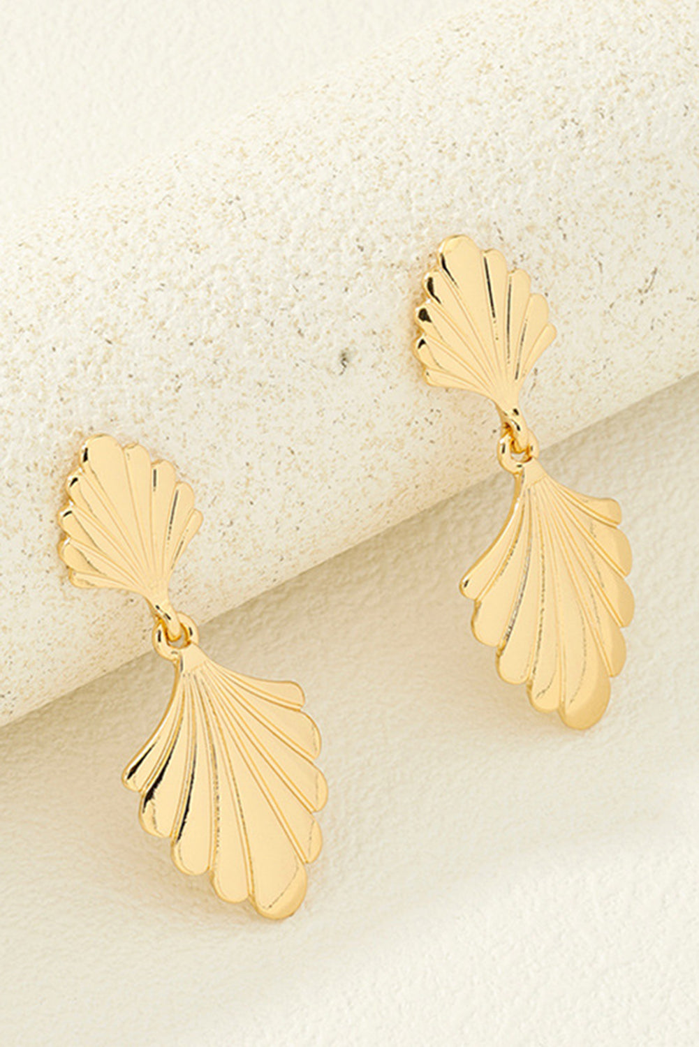 Gold Shell Shape Plated Alloy Drop Earrings Jewelry JT's Designer Fashion