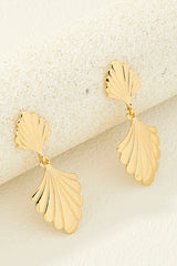 Gold Shell Shape Plated Alloy Drop Earrings Jewelry JT's Designer Fashion