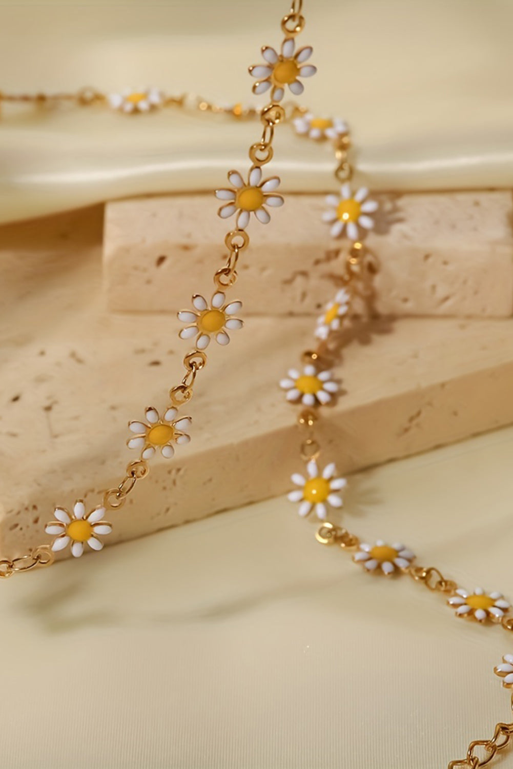 Gold Daisy Adjustable Chain Choker Necklace Jewelry JT's Designer Fashion