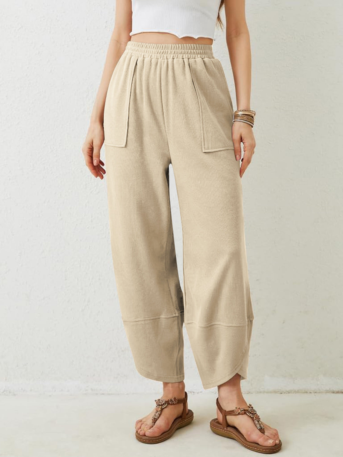 Lovelet Elastic Waist Wide Leg Pants Pants & Culotte JT's Designer Fashion