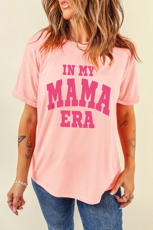 Pink IN MY MAMA ERA Crew Neck Graphic T Shirt Graphic Tees JT's Designer Fashion