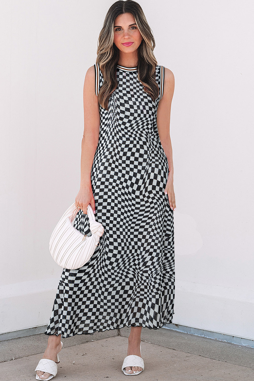 Multicolour Leopard Checkered Double Printed Reversible Sleeveless Long Dress Maxi Dresses JT's Designer Fashion