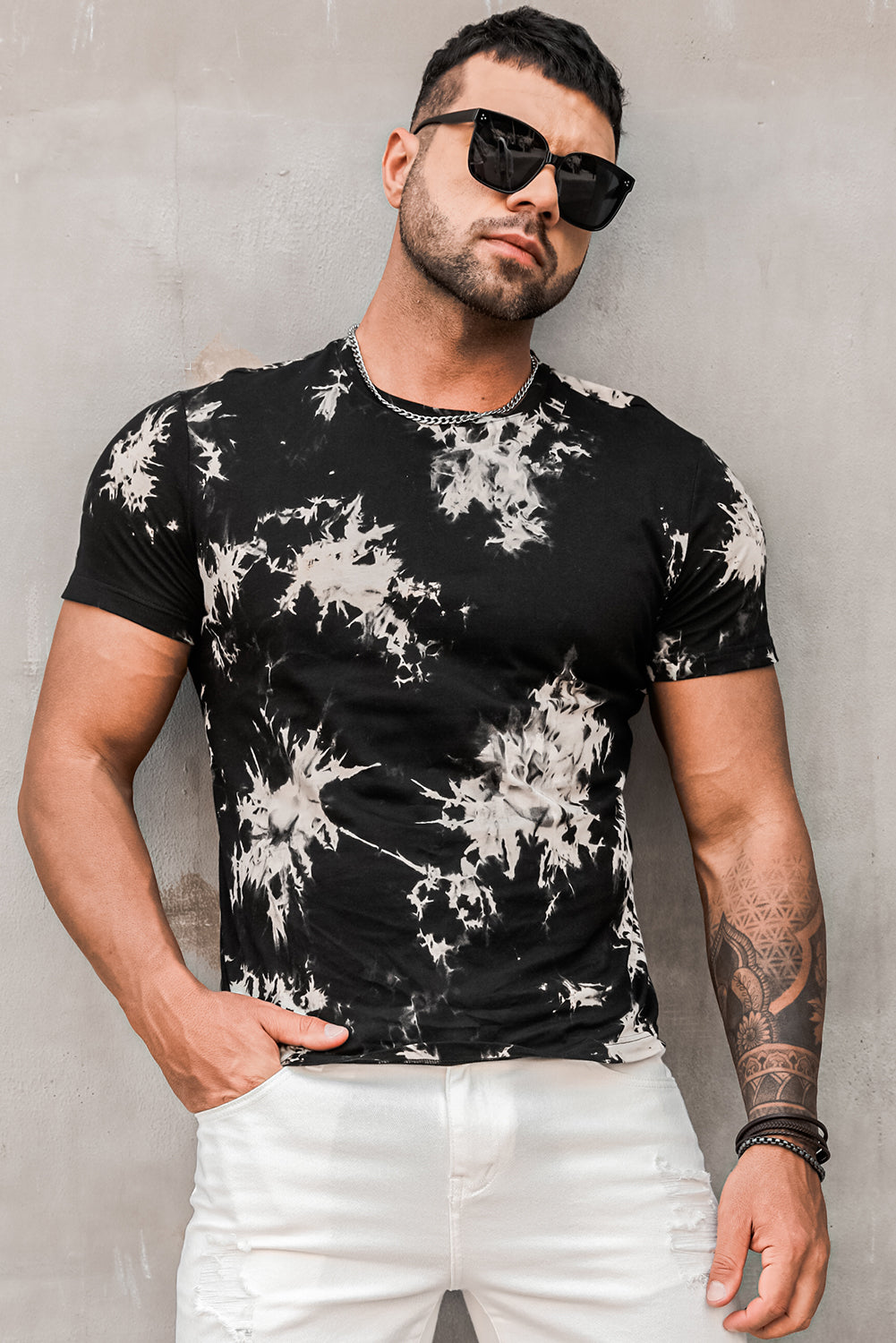 Black LET'S GO BRANDON Tie Dyed Print Men's Graphic Tee Men's Tops JT's Designer Fashion
