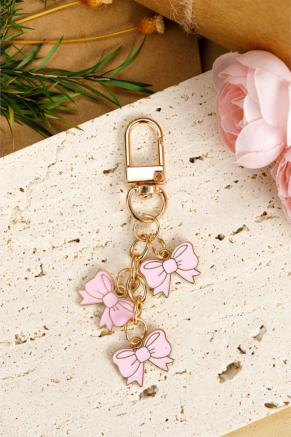 Pink Bow Knot Shape Charms Plated Alloy Keychain Other Accessories JT's Designer Fashion