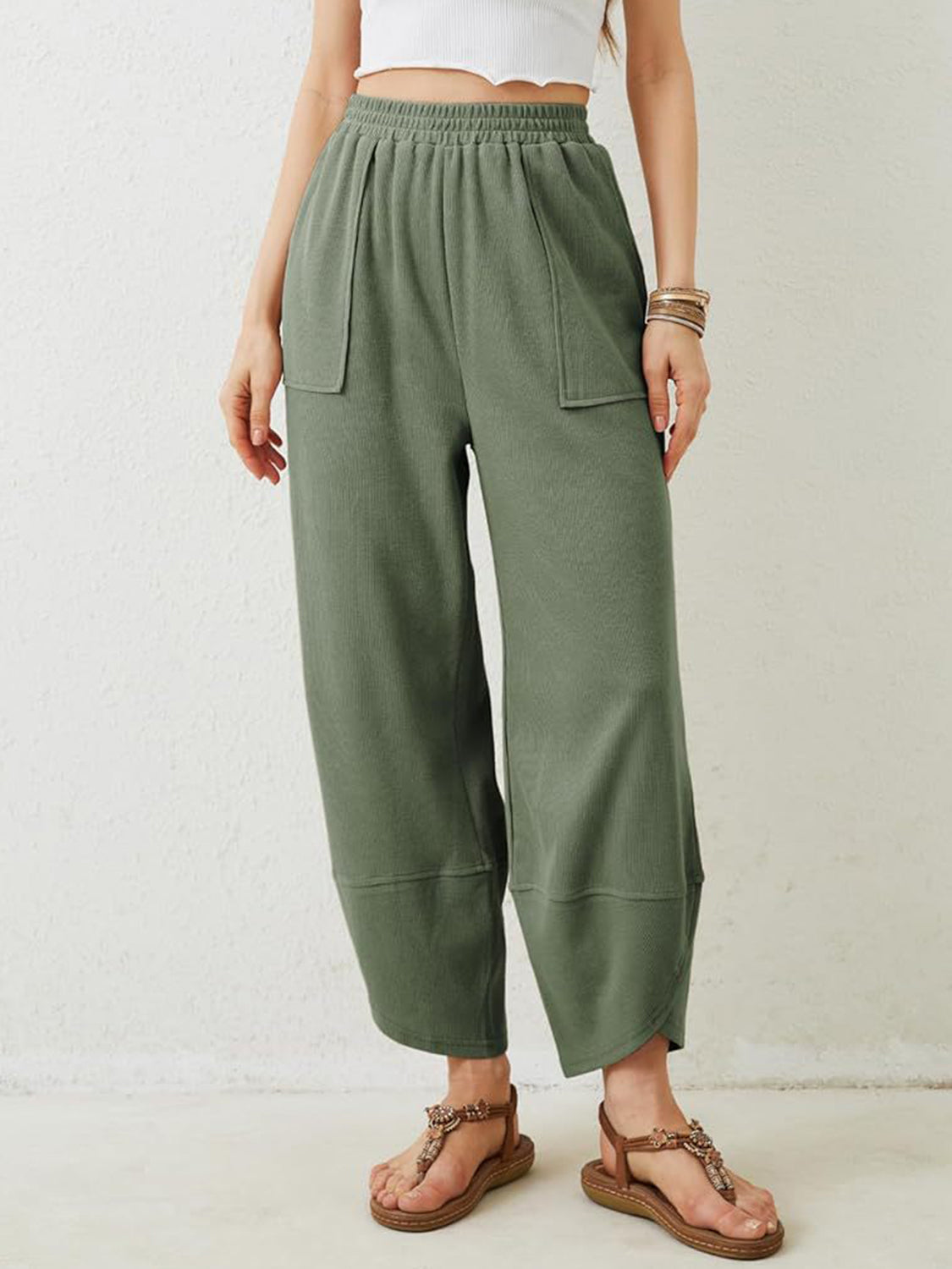 Lovelet Elastic Waist Wide Leg Pants Pants & Culotte JT's Designer Fashion