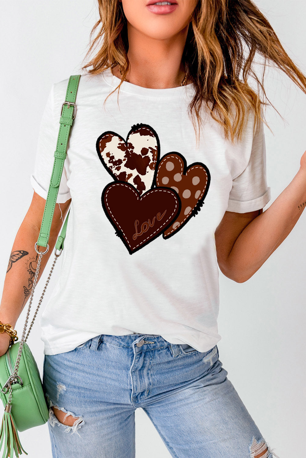 White Western Valentines Heart Graphic T-shirt Graphic Tees JT's Designer Fashion