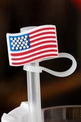 White American Flag Print PVC Soft Plastic Straw Lid Other Accessories JT's Designer Fashion