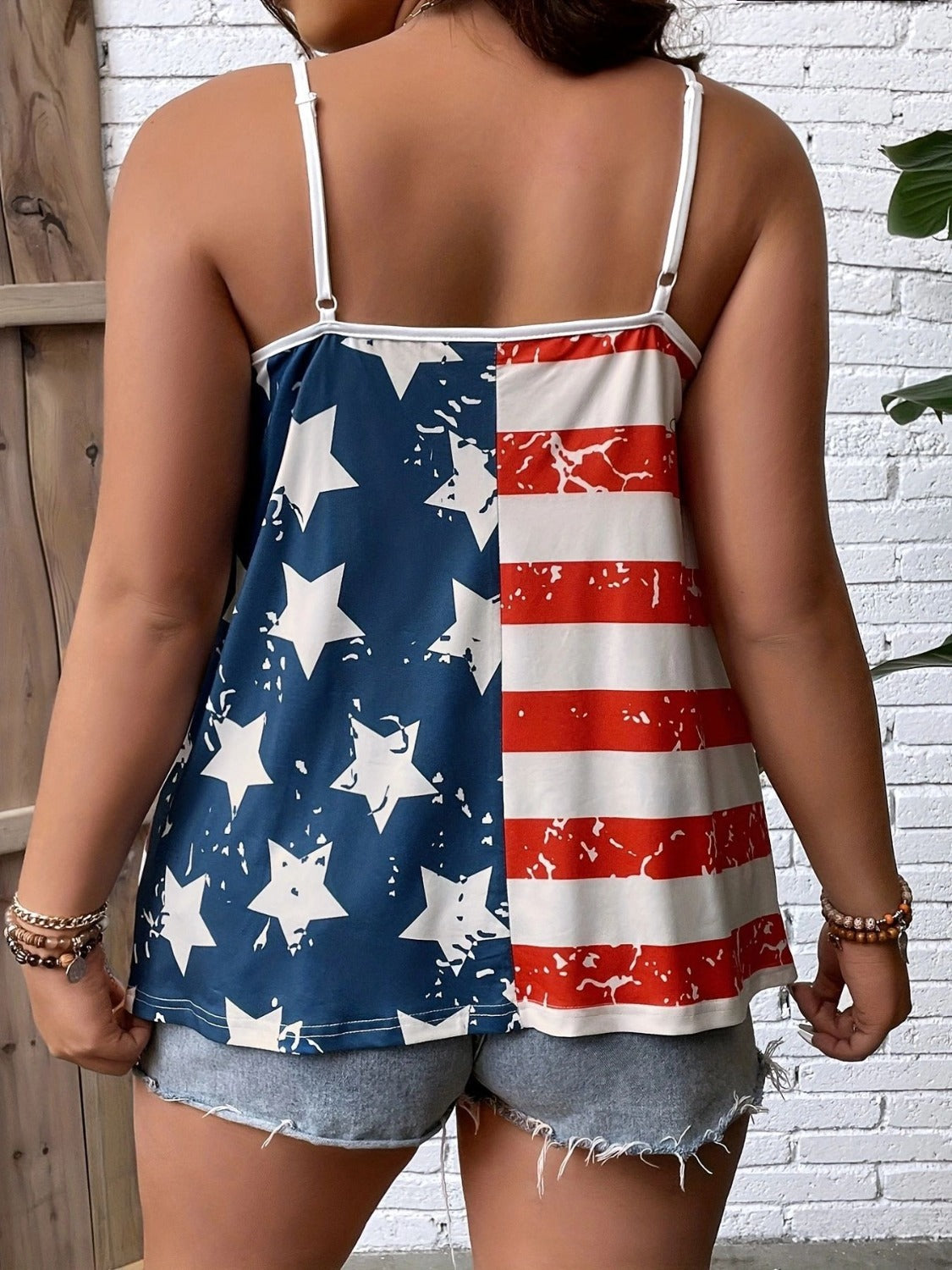 Star and Stripes V-Neck Cami Plus Size Tops JT's Designer Fashion