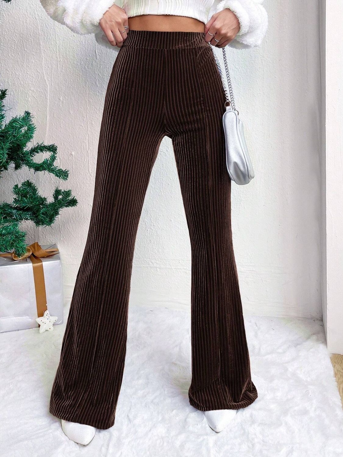 High Waist Flare Pants Chocolate Pants & Culotte JT's Designer Fashion