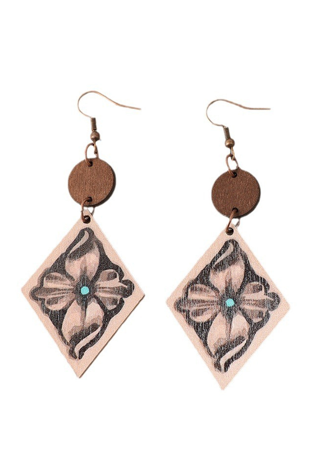 DUNE Western Floral Wooden Dangle Earrings Jewelry JT's Designer Fashion