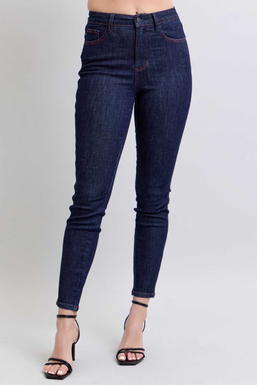 Judy Blue Full Size Heart Shaped Back Pockets Skinny Jeans Dark Jeans JT's Designer Fashion