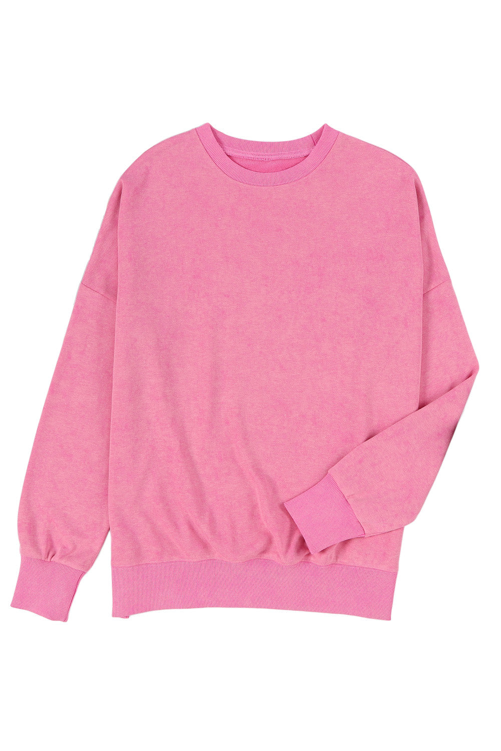 Pink Drop Shoulder Ribbed Trim Oversized Sweatshirt Sweatshirts & Hoodies JT's Designer Fashion